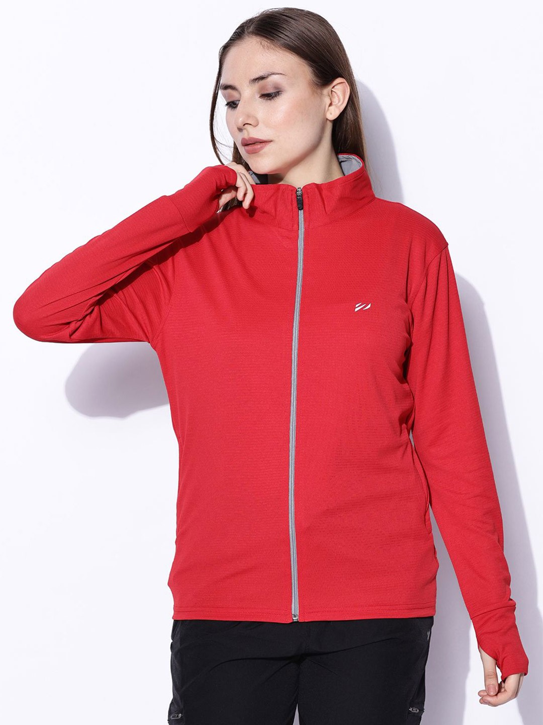 

BLUE TYGA Women Stand Collar Lightweight Open Front Jacket, Red