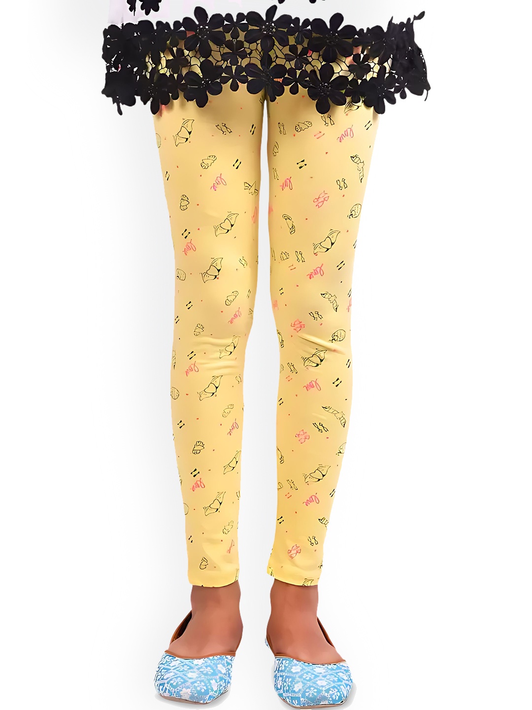

FRENCH KLEIDER Girls Printed Ankle-Length Leggings, Yellow