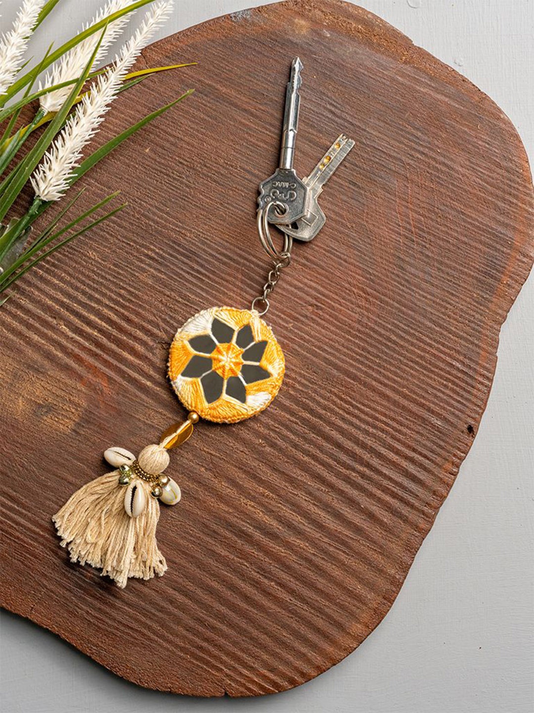 

craftroots Mirror Brass Tikki Keychain, Orange