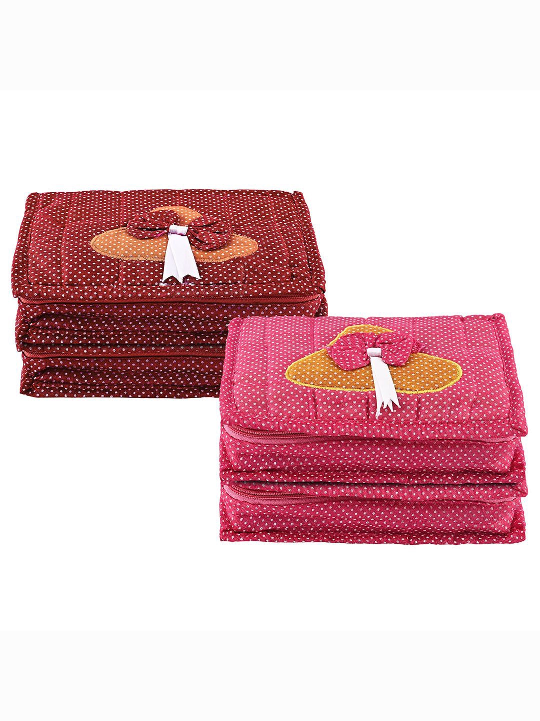 

Kuber Industries Maroon & Pink 4 Pieces Dots Printed Jewellery Organisers