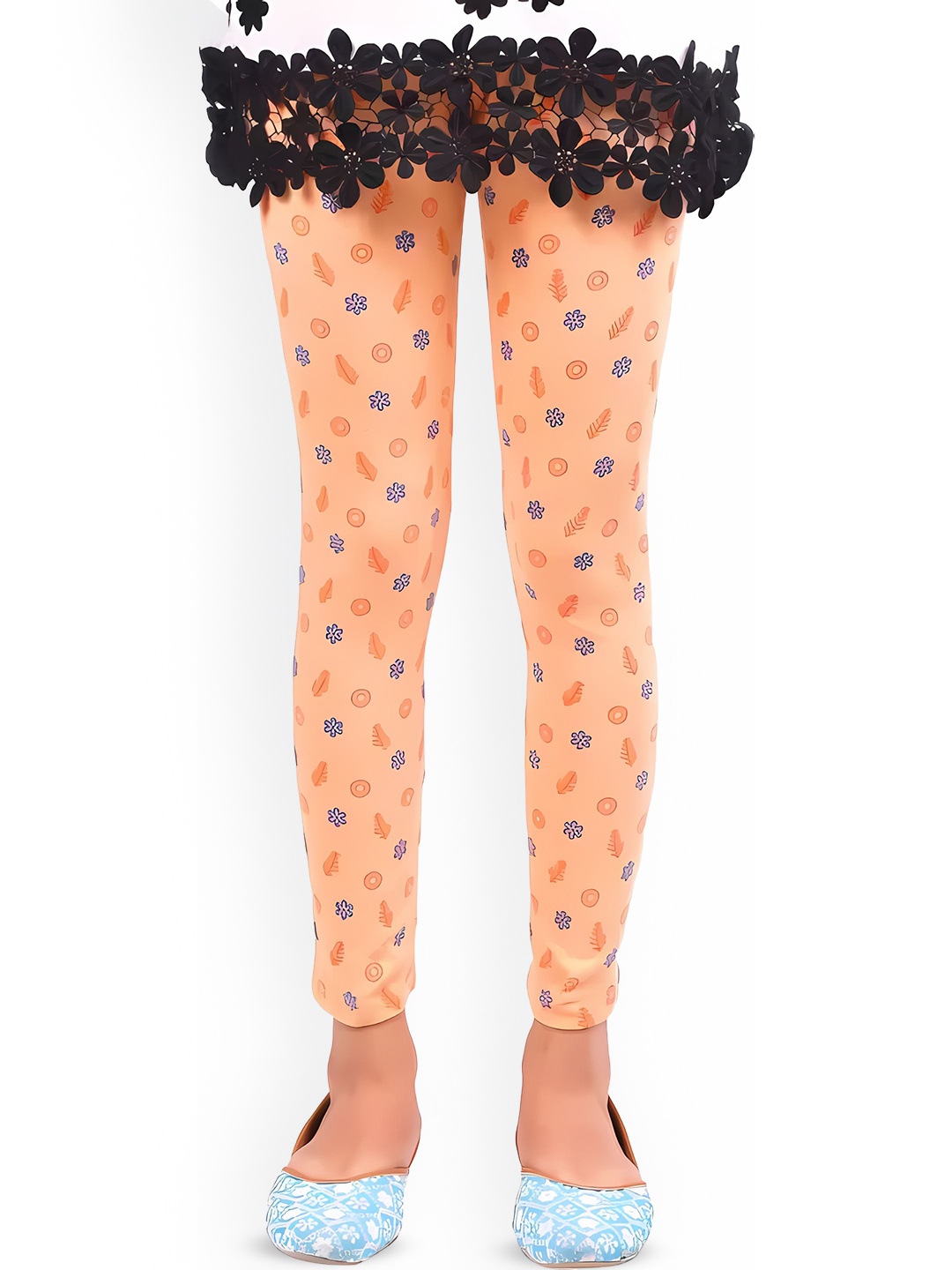 

BAESD Girls Printed Ankle Length Leggings, Orange