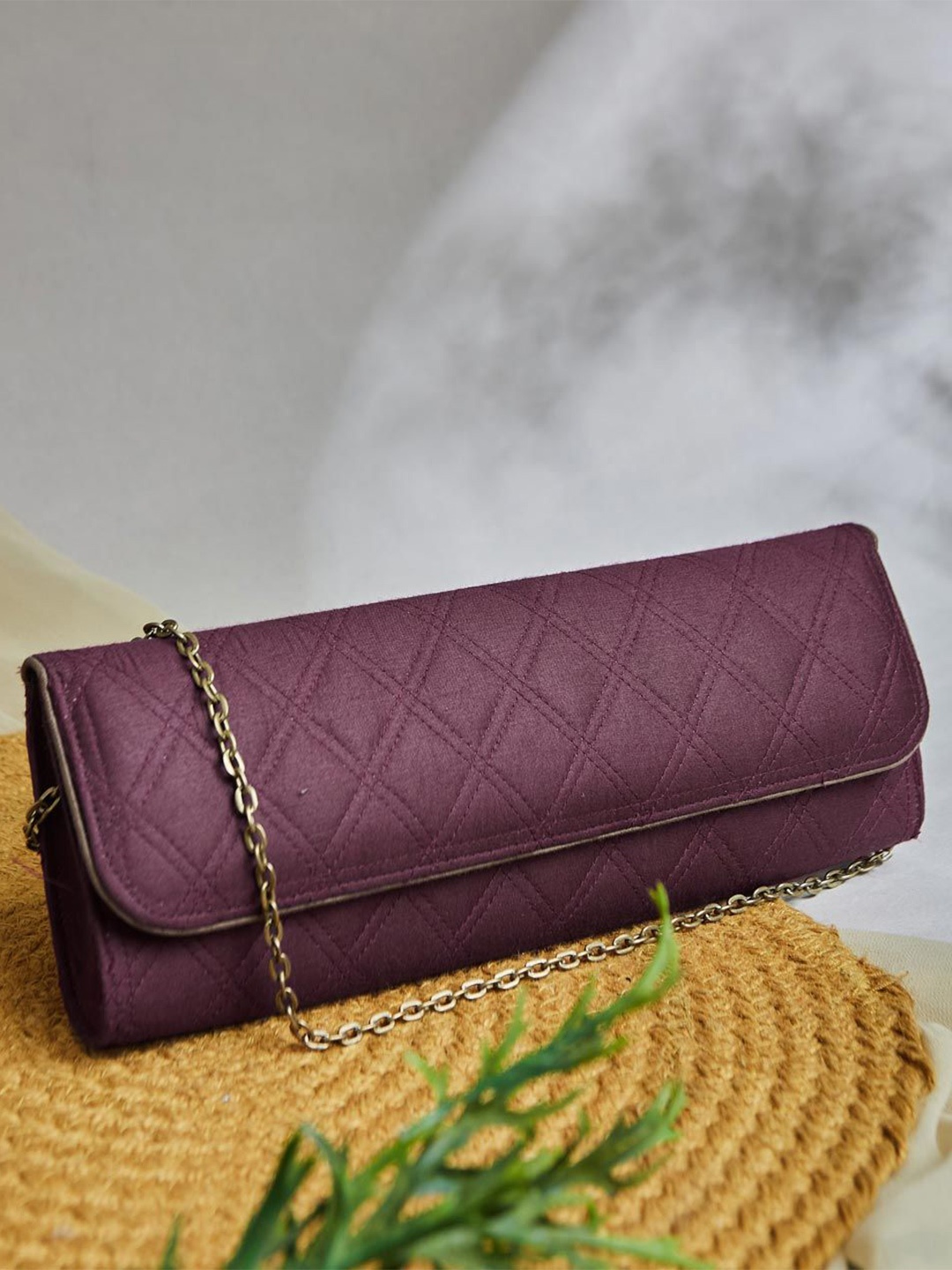 

Fabindia Textured Quilted Cotton Silk Purse Clutch, Maroon