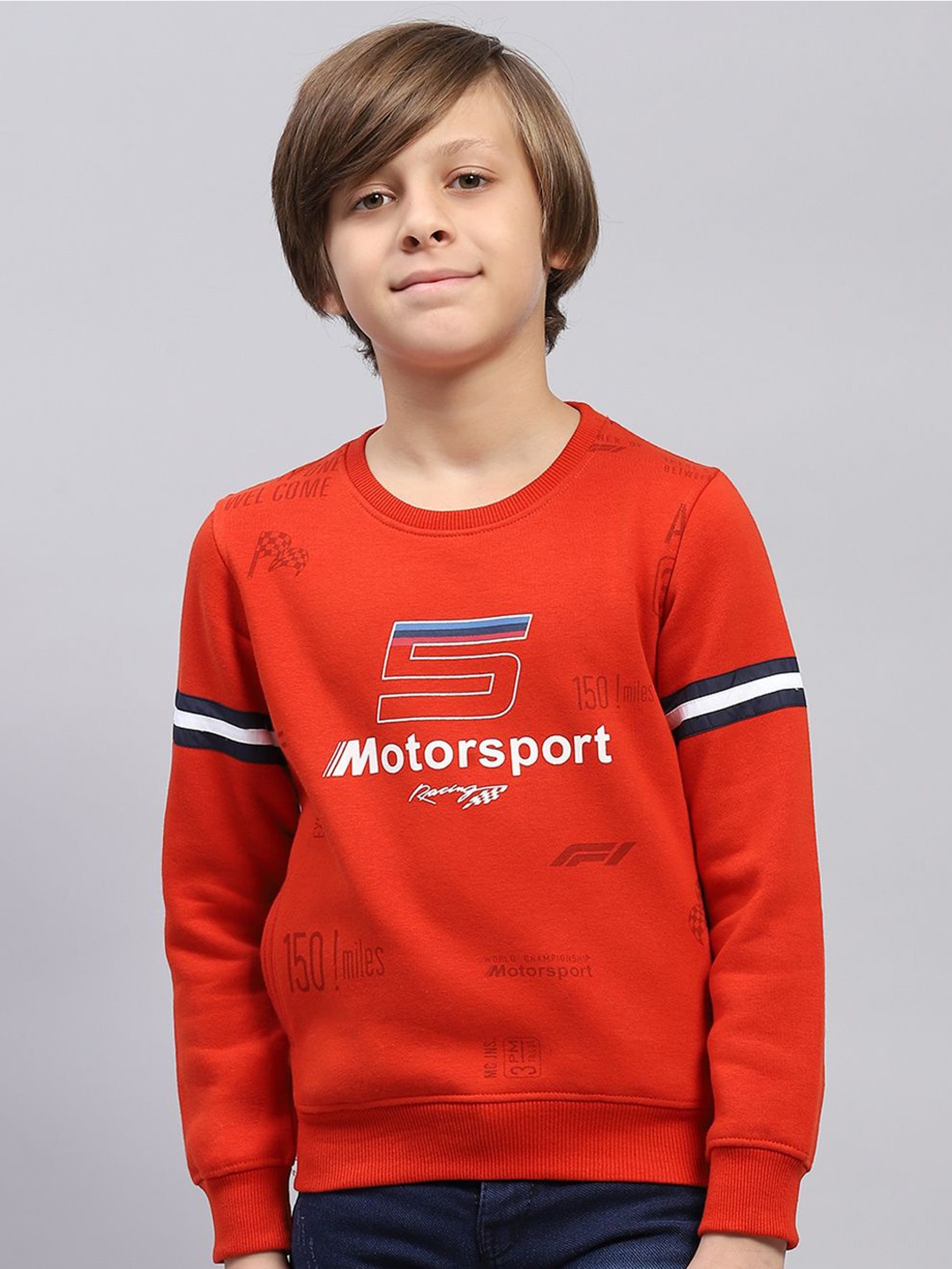 

Monte Carlo Boys Typography Printed Cotton Sweatshirt, Orange