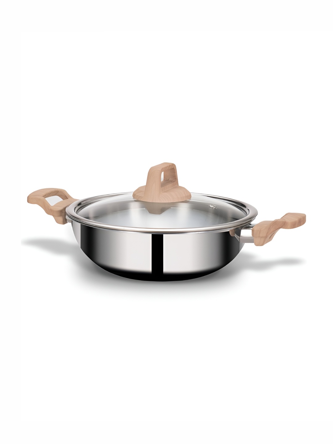 

ARTTDINOX Silver-Toned Dishwasher Safe Stainless Steel Kadhai and Wok