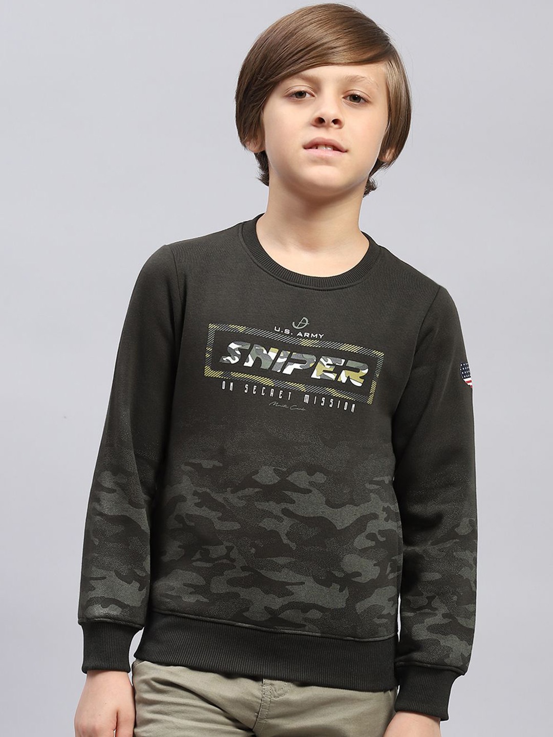 

Monte Carlo Boys Camouflage Printed Sweatshirt, Olive
