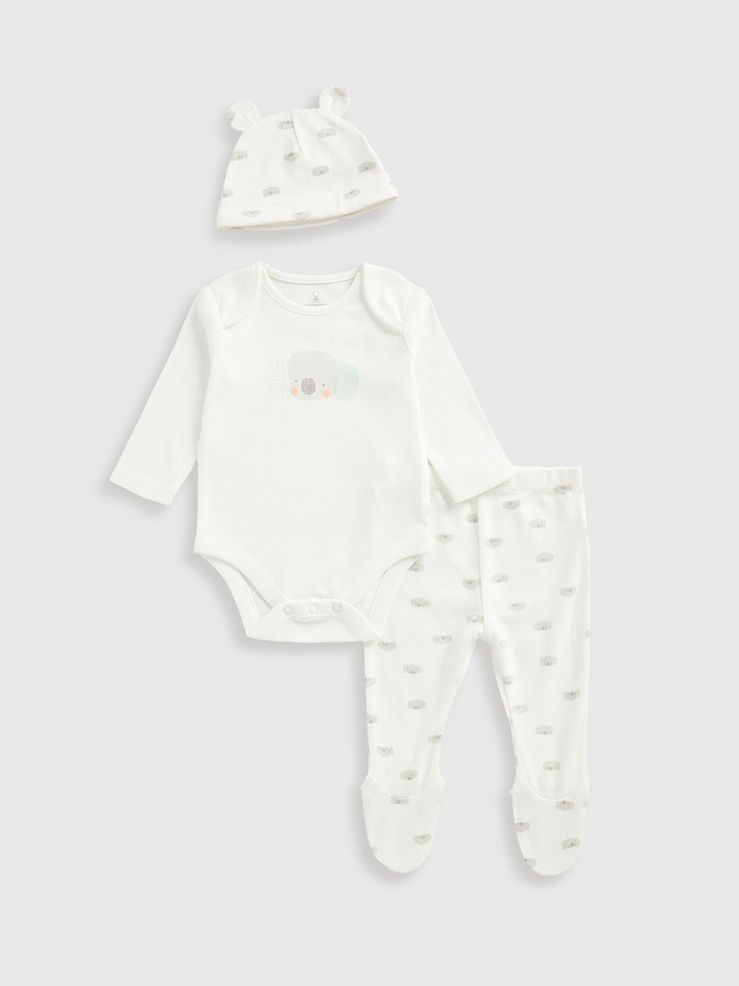 

mothercare Infants Set Of 3 Pure Cotton Baby Apparel Gift Set, White