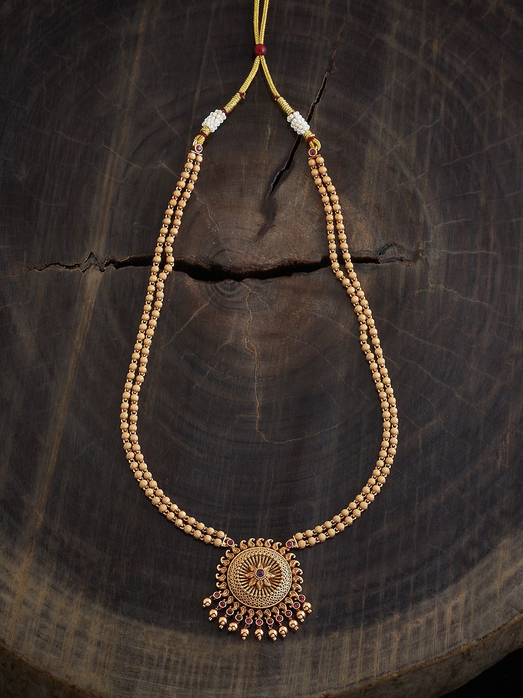 

Kushal's Fashion Jewellery Gold-Plated Stones Studded Antique Necklace