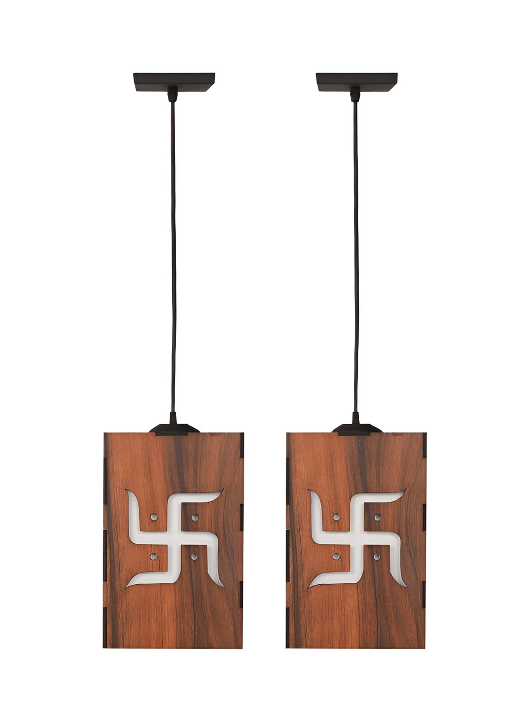 

Afast Black & Brown 2 Pieces Textured Traditional Wooden Rectangle Ceiling Lamp