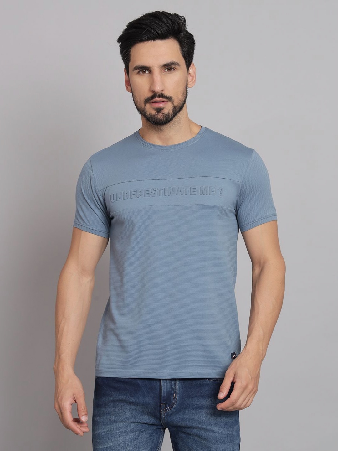 

URBAN TRAIL Men Typography Printed Round Neck Cotton T-shirt, Grey
