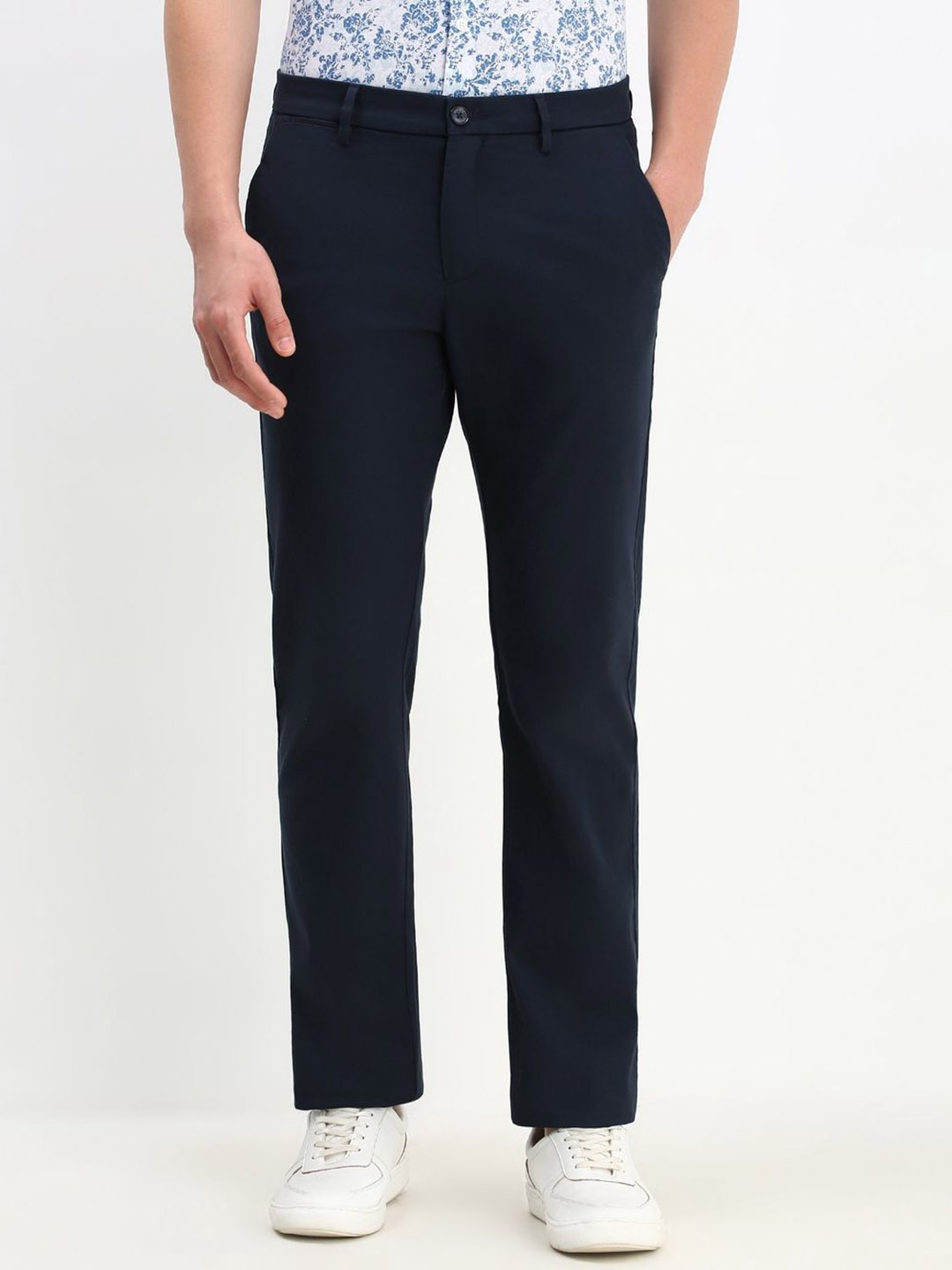 

Allen Solly Men Mid-Rise Trousers, Navy blue