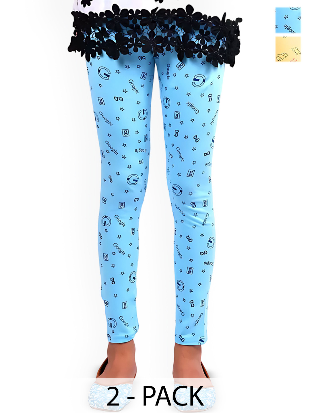 

BAESD Girls Pack Of 2 Printed Ankle-Length Leggings, Blue
