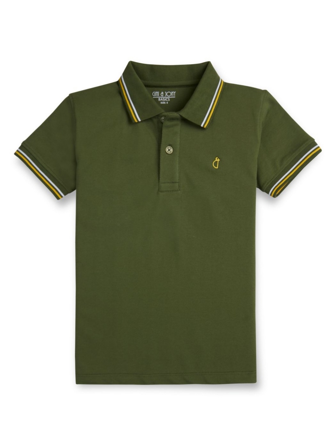 

Gini and Jony Boys Solid Polo Collar Cotton T-shirt, Olive