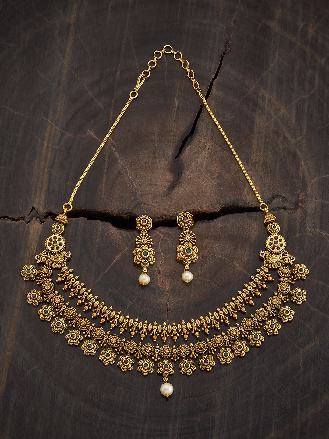 

Kushal's Fashion Jewellery Gold-Plated Artificial Stones Studded Jewellery Set