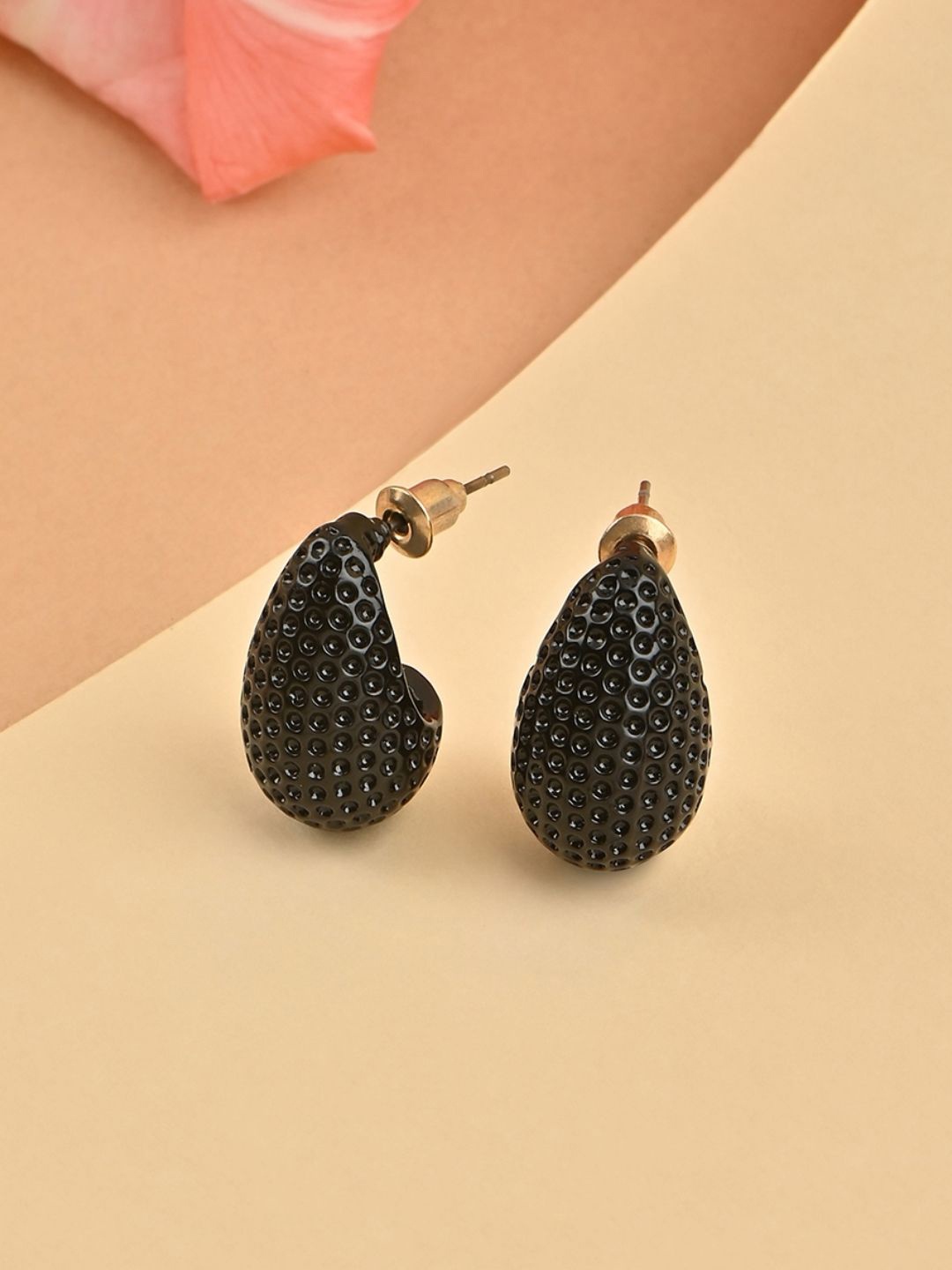 

ToniQ Teardrop Shaped Studs Earrings, Black