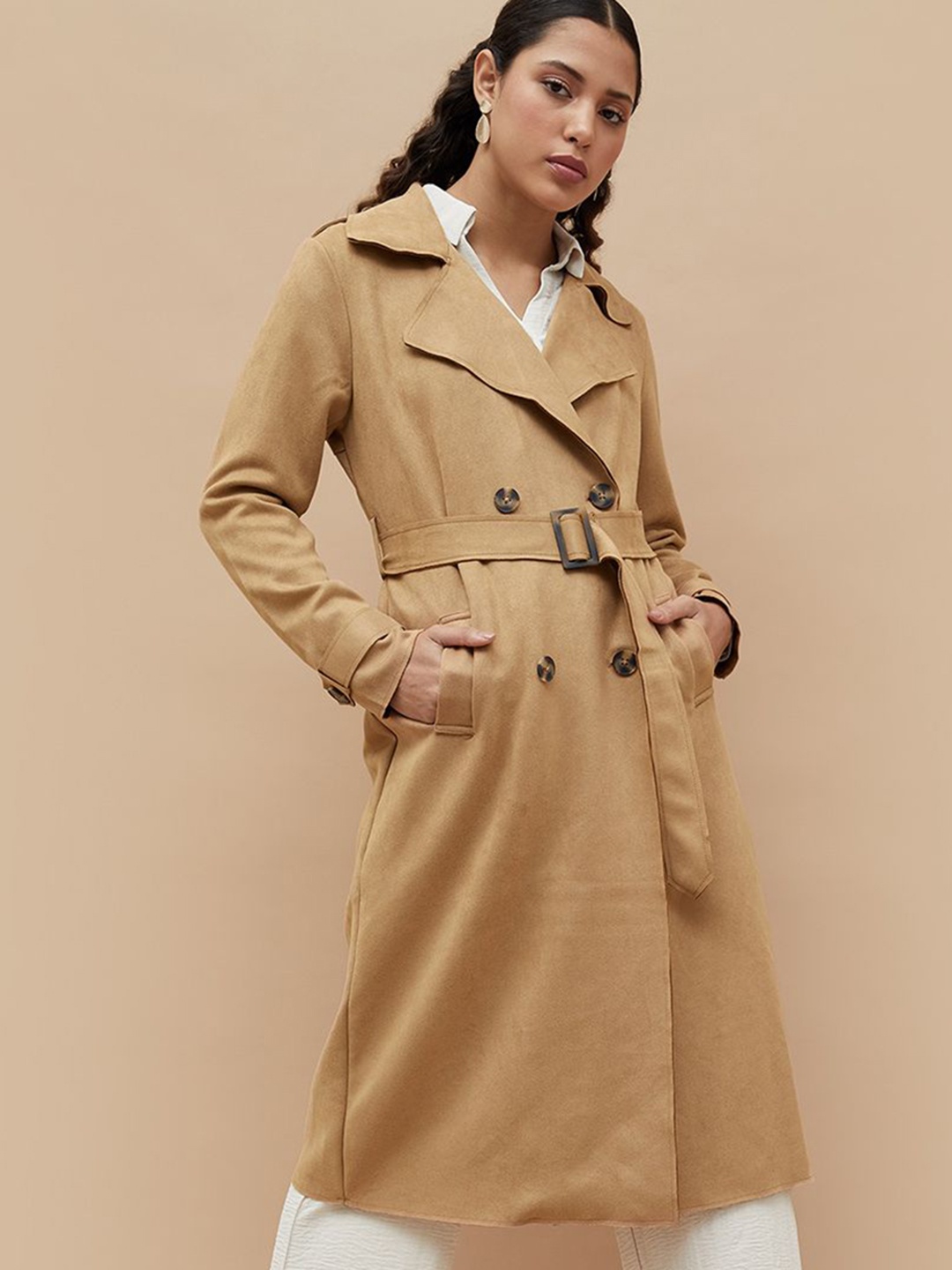 

CODE by Lifestyle Women Beige Long Sleeves Spread Collar Tailored Jacket