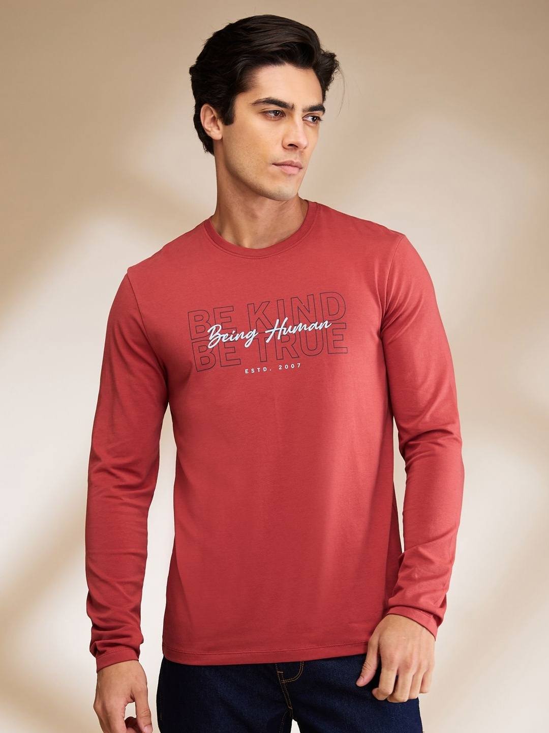 

Being Human Men Typography Printed Round Neck Cotton T-shirt, Orange