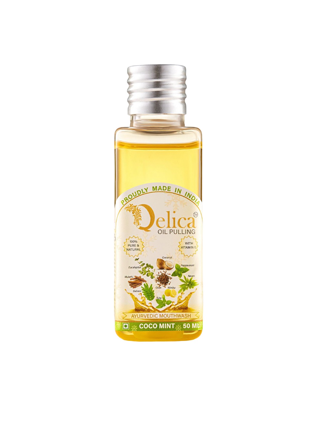 

Qelica Ayurvedic Coco Mint Oil Pulling Mouthwash -50ml, Transparent