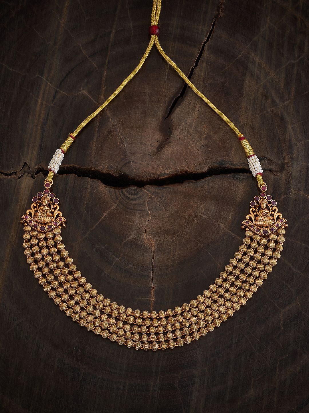 

Kushal's Fashion Jewellery Gold-Plated Stone Studded Antique Necklace