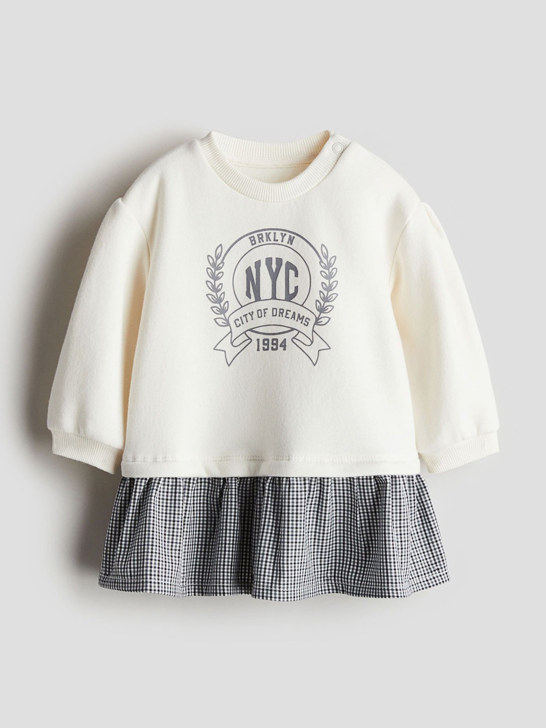 

H&M Girls Printed Pure Cotton Sweatshirt Dress, White