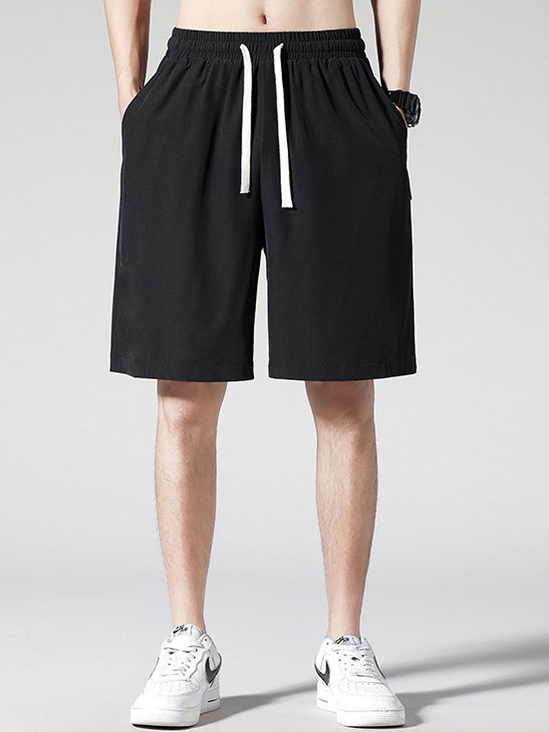 

StyleCast Men Mid Rise Regular Casual Shorts, Black