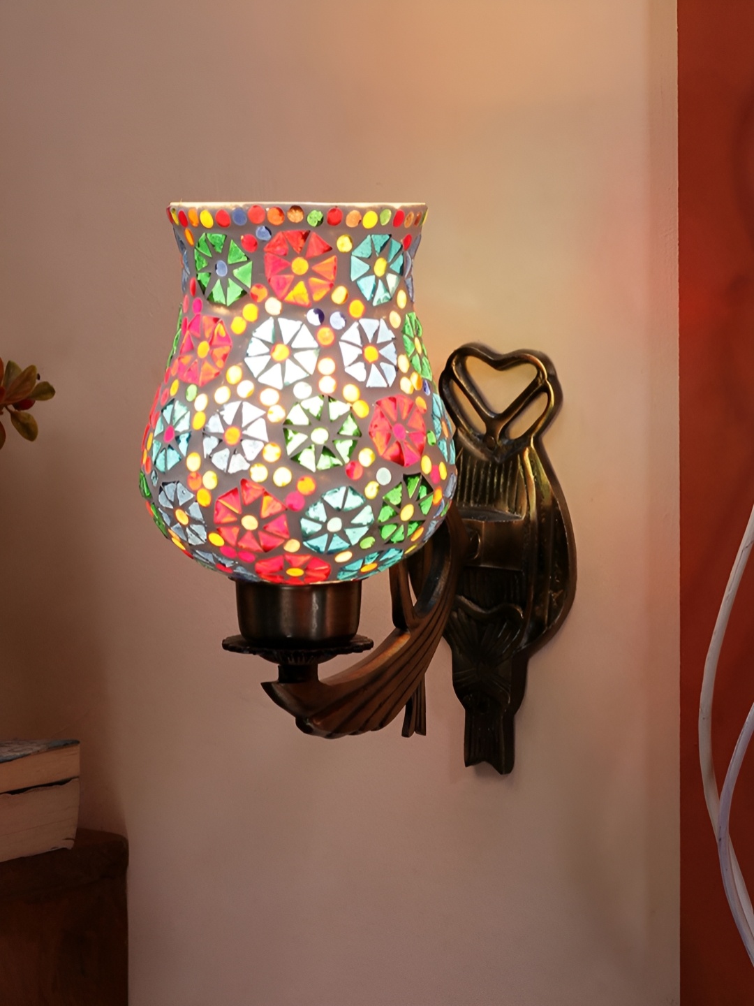 

Devansh White & Red Textured Metal Contemporary Bell Shaped Wall Lamp