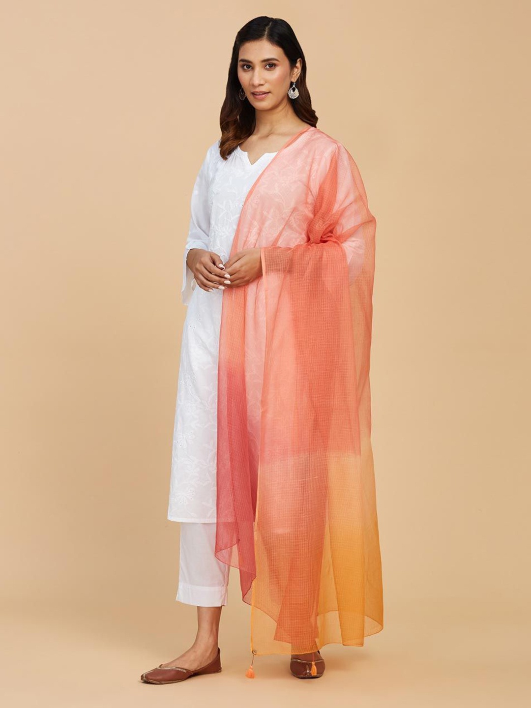 

Fabindia Cotton Silk Dupatta, Orange