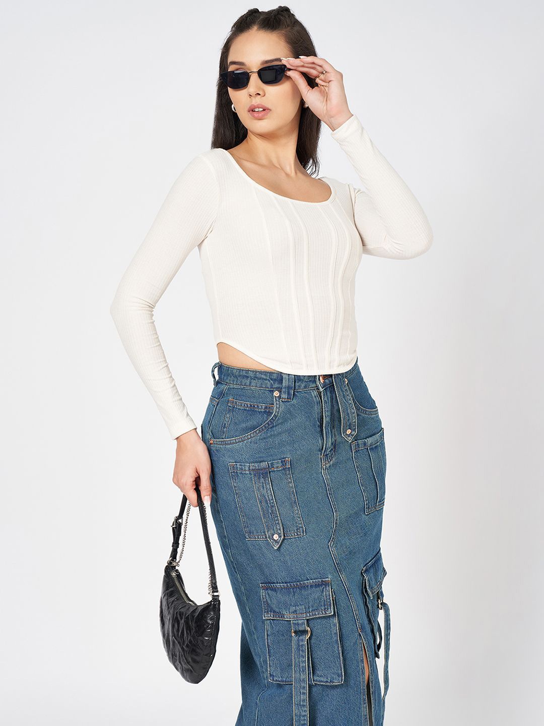 

SF JEANS by Pantaloons Women Solid Scoop Neck Top, Off white