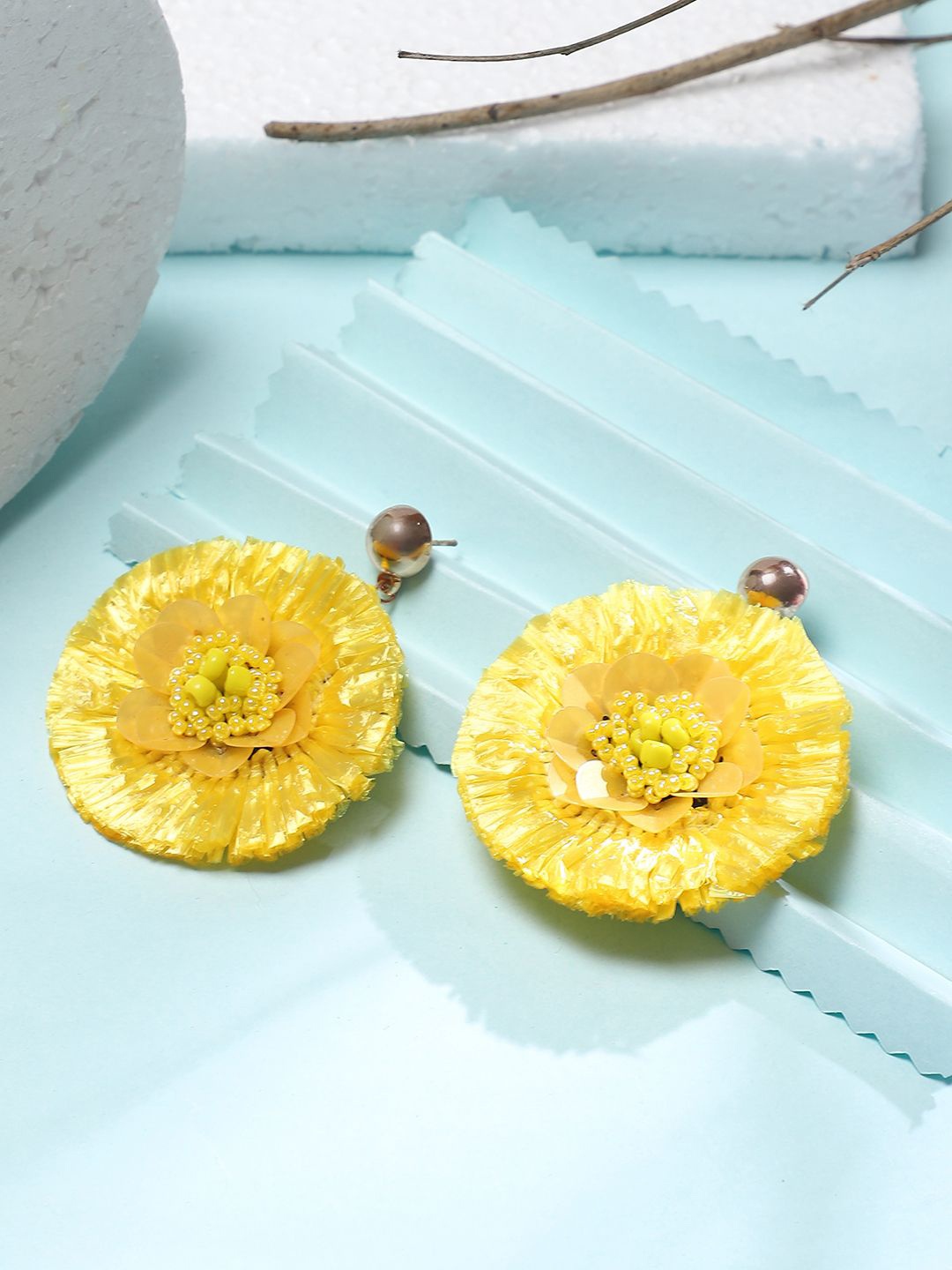 

ELLE Gold-Plated Artificial Beaded Floral Drop Earrings