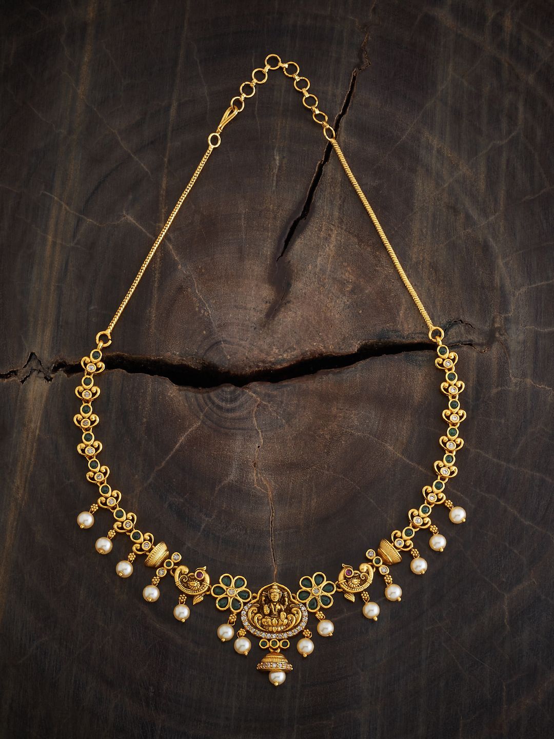 

Kushal's Fashion Jewellery Gold-Plated Stone Studded & Beaded Antique Necklace