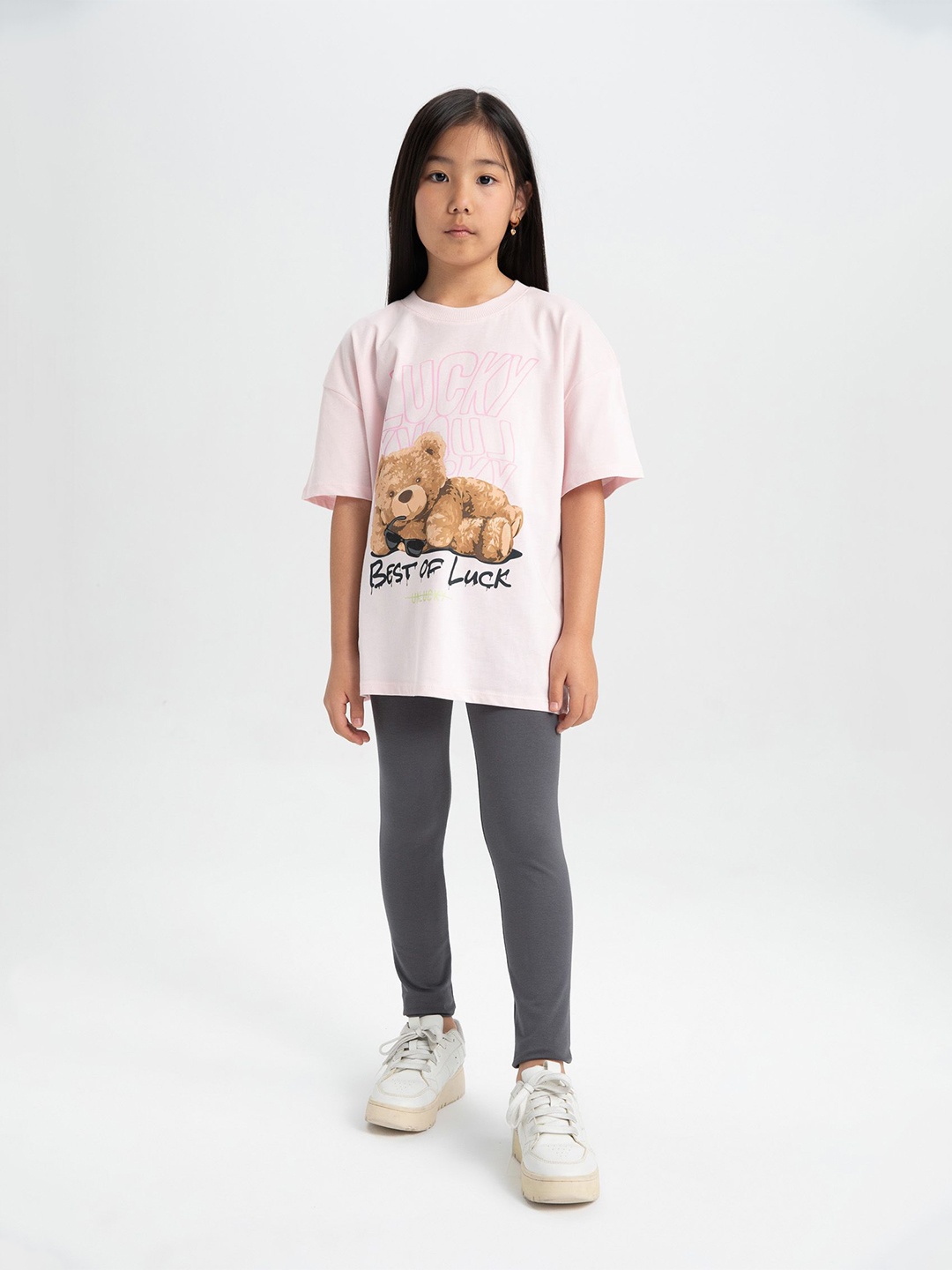 

DeFacto Girls Printed T-shirt with Leggings, Pink