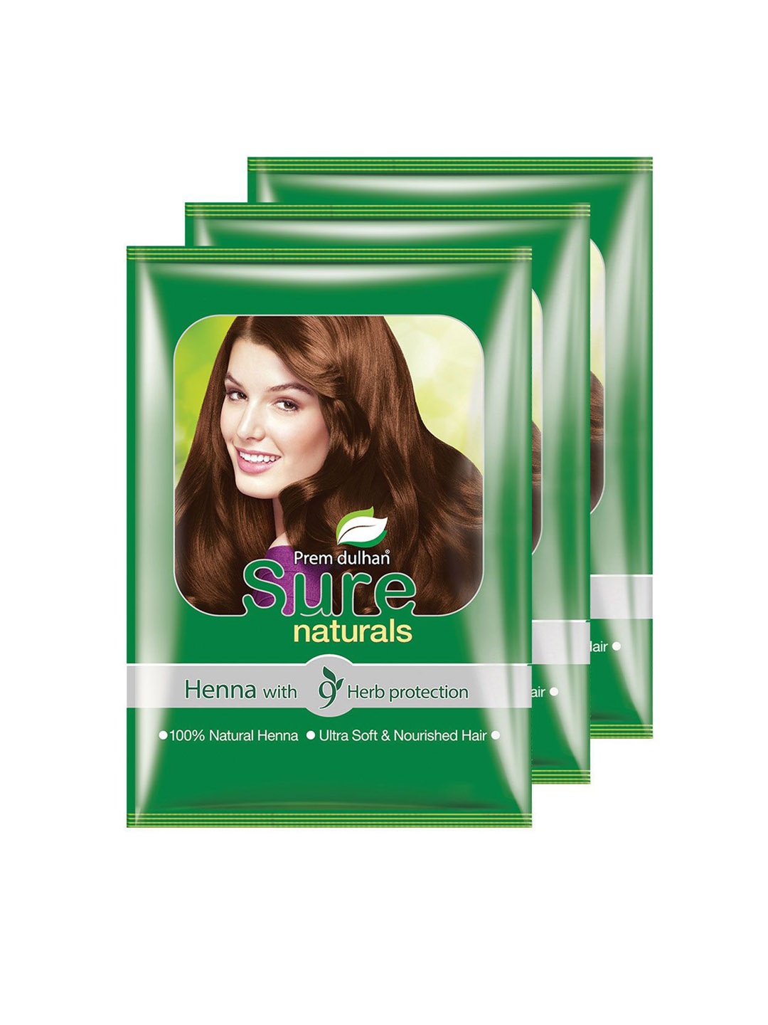 

Prem Dulhan Set Of 3 Sure Naturals Hair Color With Henna -500 g Each - Brown