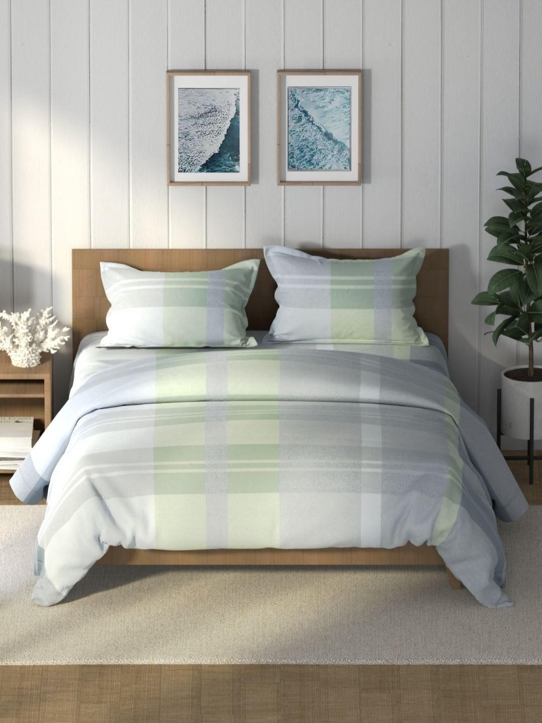 

Nautica Grey & White Geometric Printed Pure Cotton AC Room Double Queen Bedding Set