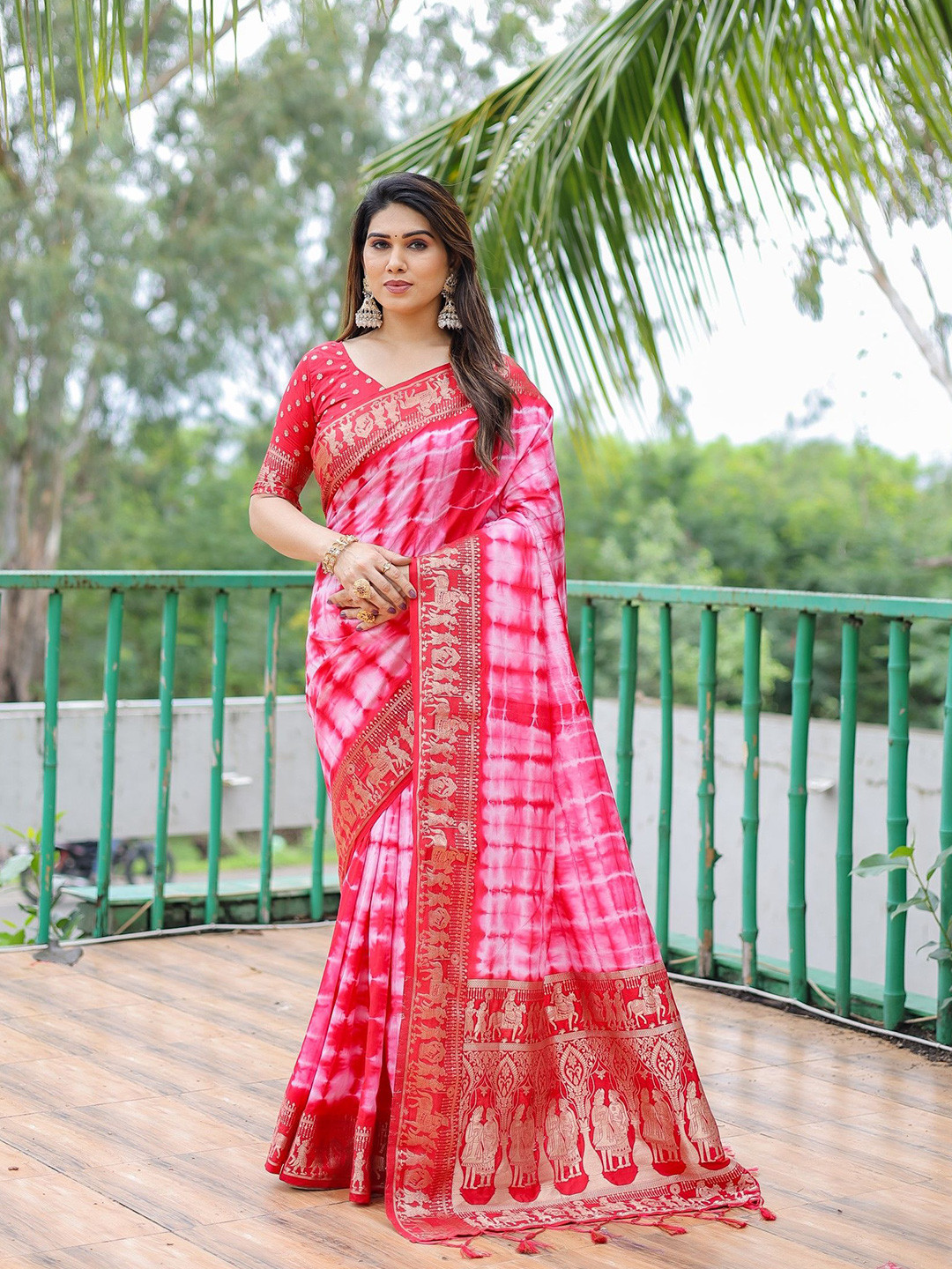 

Anaita Tie and Dye Pure Silk Bandhani Saree, Pink