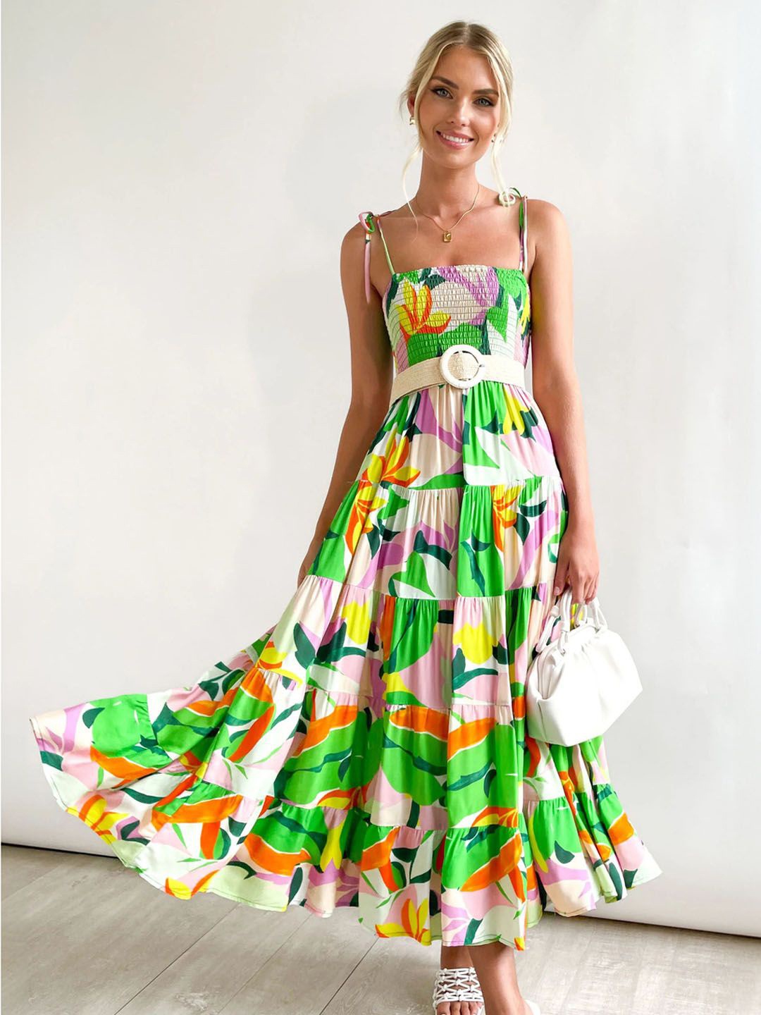 

StyleCast Women Floral Printed Chiffon Maxi Dress, Green