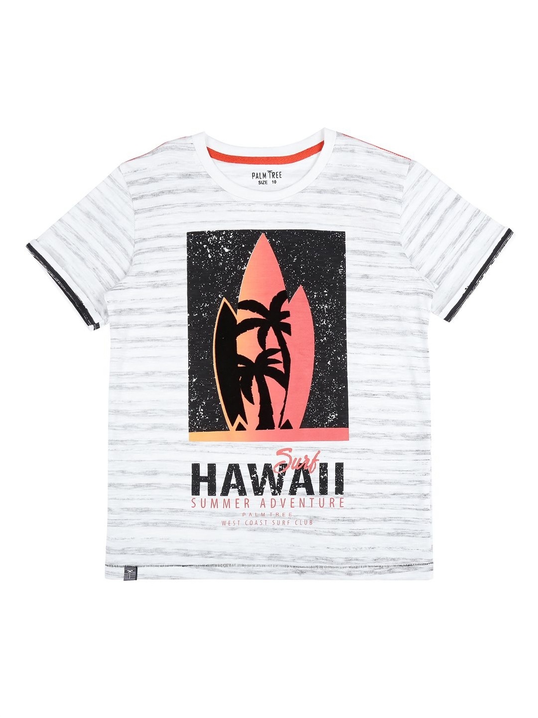 

Palm Tree Boys Graphic Printed Round Neck Cotton T-shirt, White