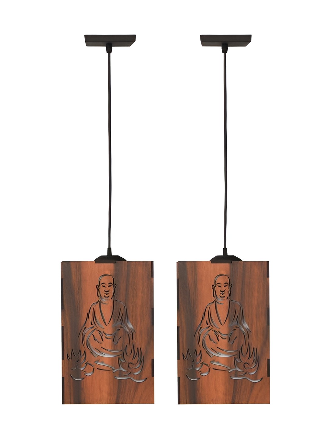 

Afast Black & Brown 2 Pieces Textured Wooden Rectangle Ceiling Lamp