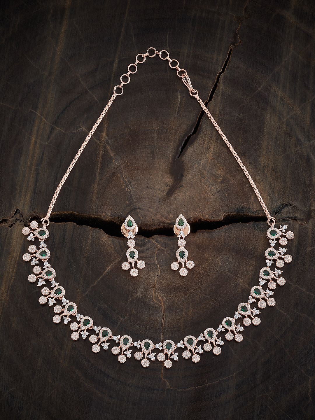 

Kushal's Fashion Jewellery Rose Gold-Plated Cubic Zirconia Studded Jewellery Set