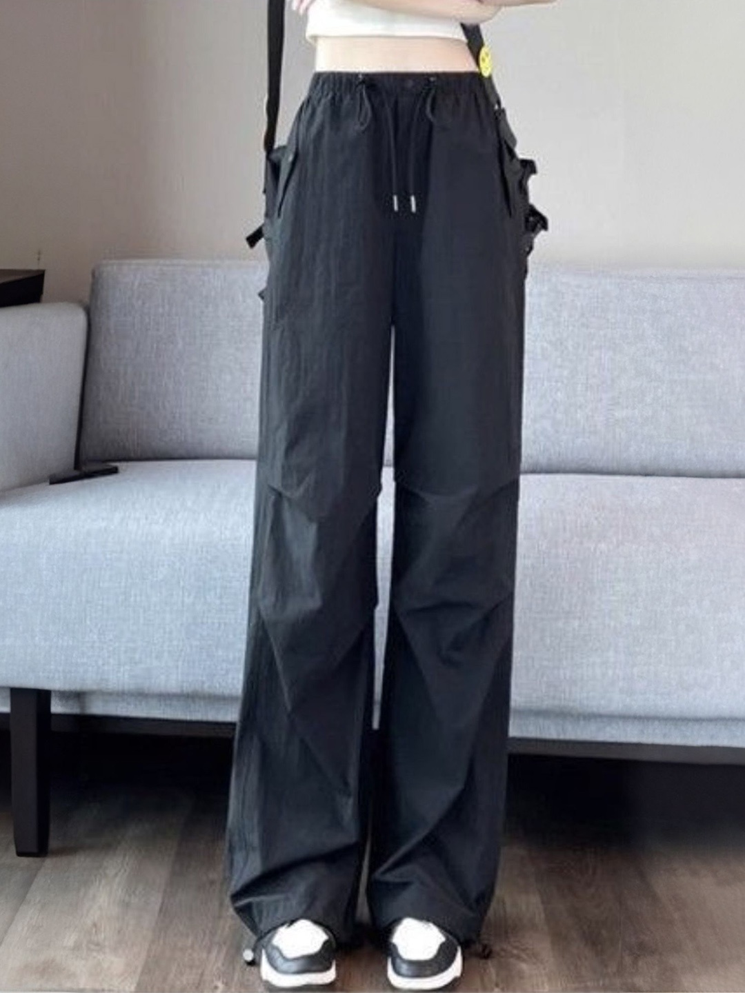 

LULU & SKY Women Straight Fit High-Rise Trousers, Black