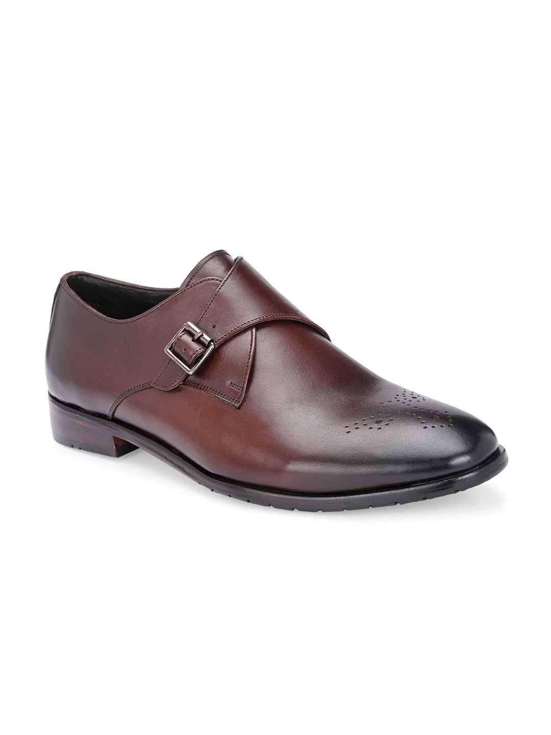 

Harrykson London Men Formal Monk Shoes Italian Leather Single FormalShoe, Brown