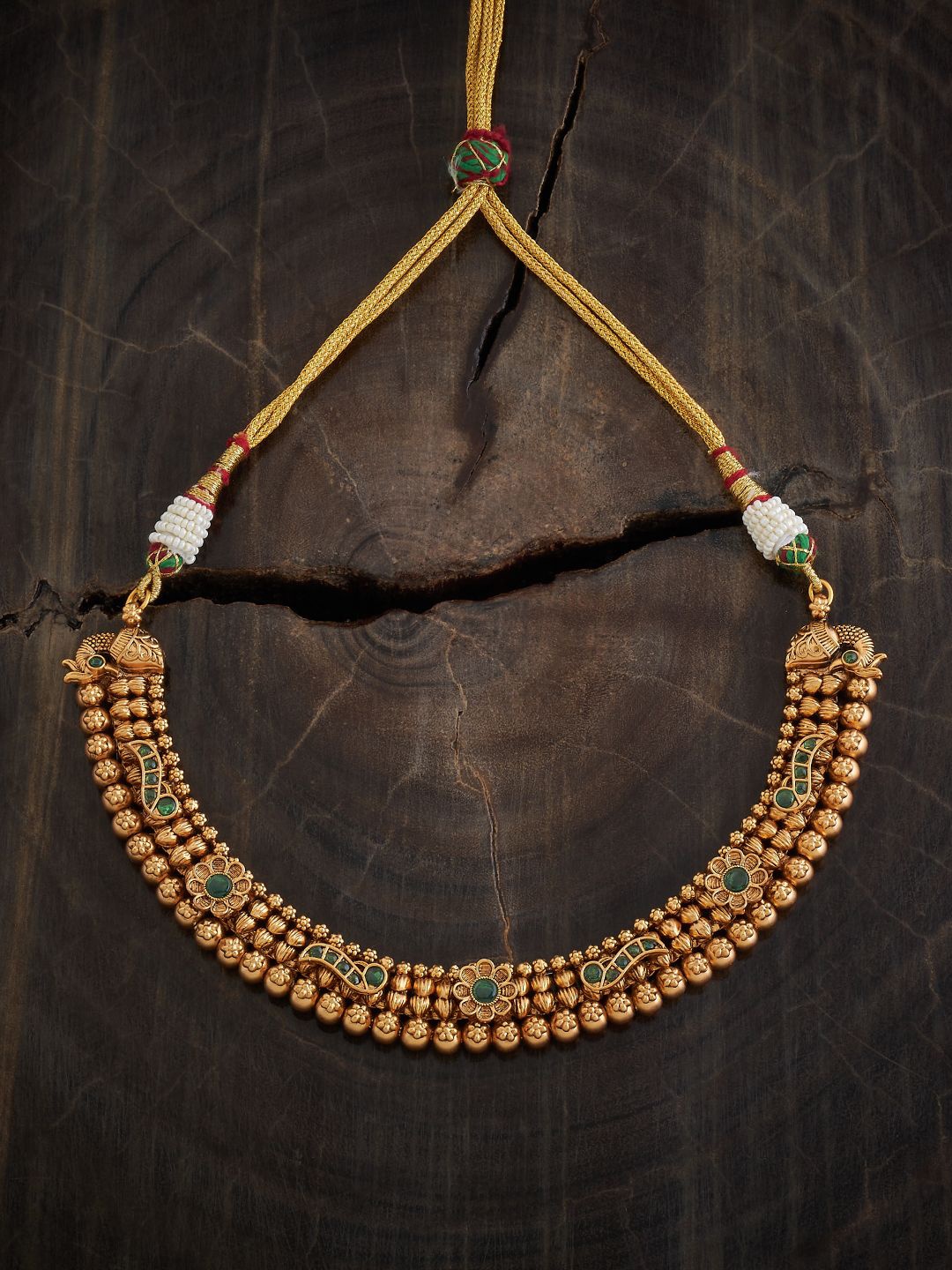 

Kushal's Fashion Jewellery Gold-Plated Stone Studded Antique Necklace