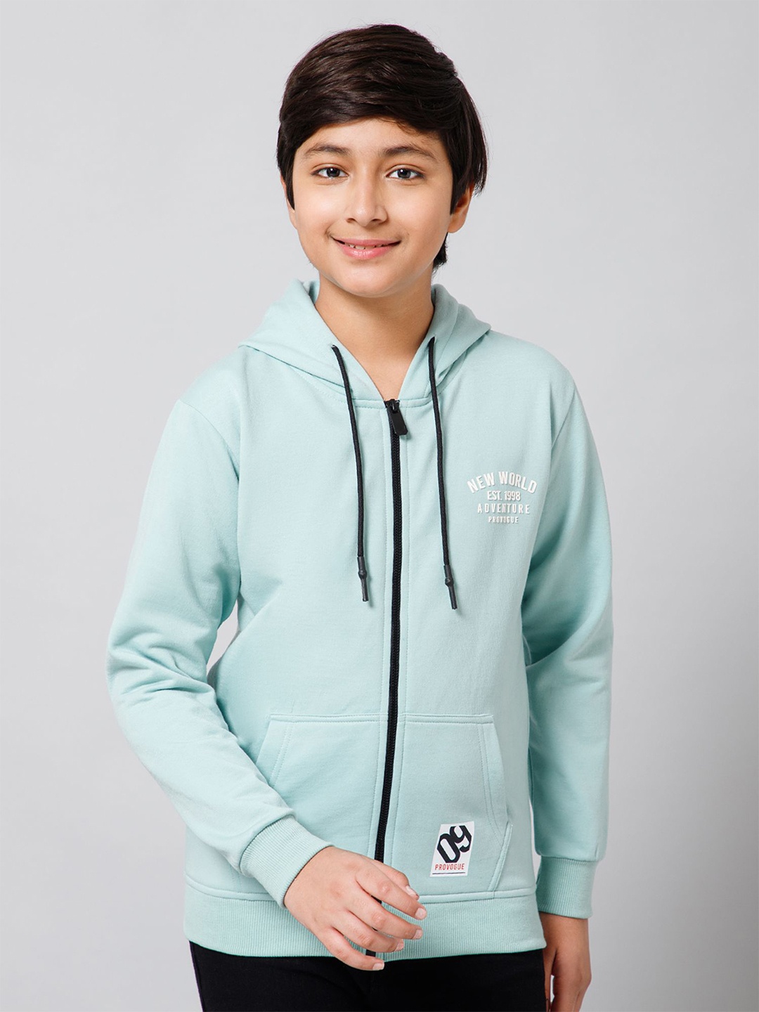 

Provogue Boys Solid Hooded Sweatshirt, Turquoise blue