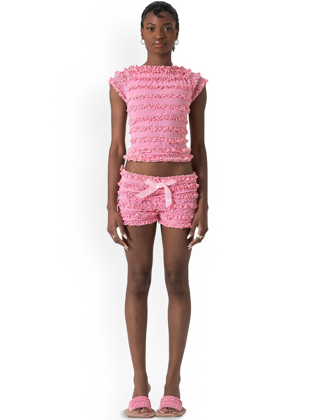 

LULU & SKY Boat Neck Top with Shorts, Pink