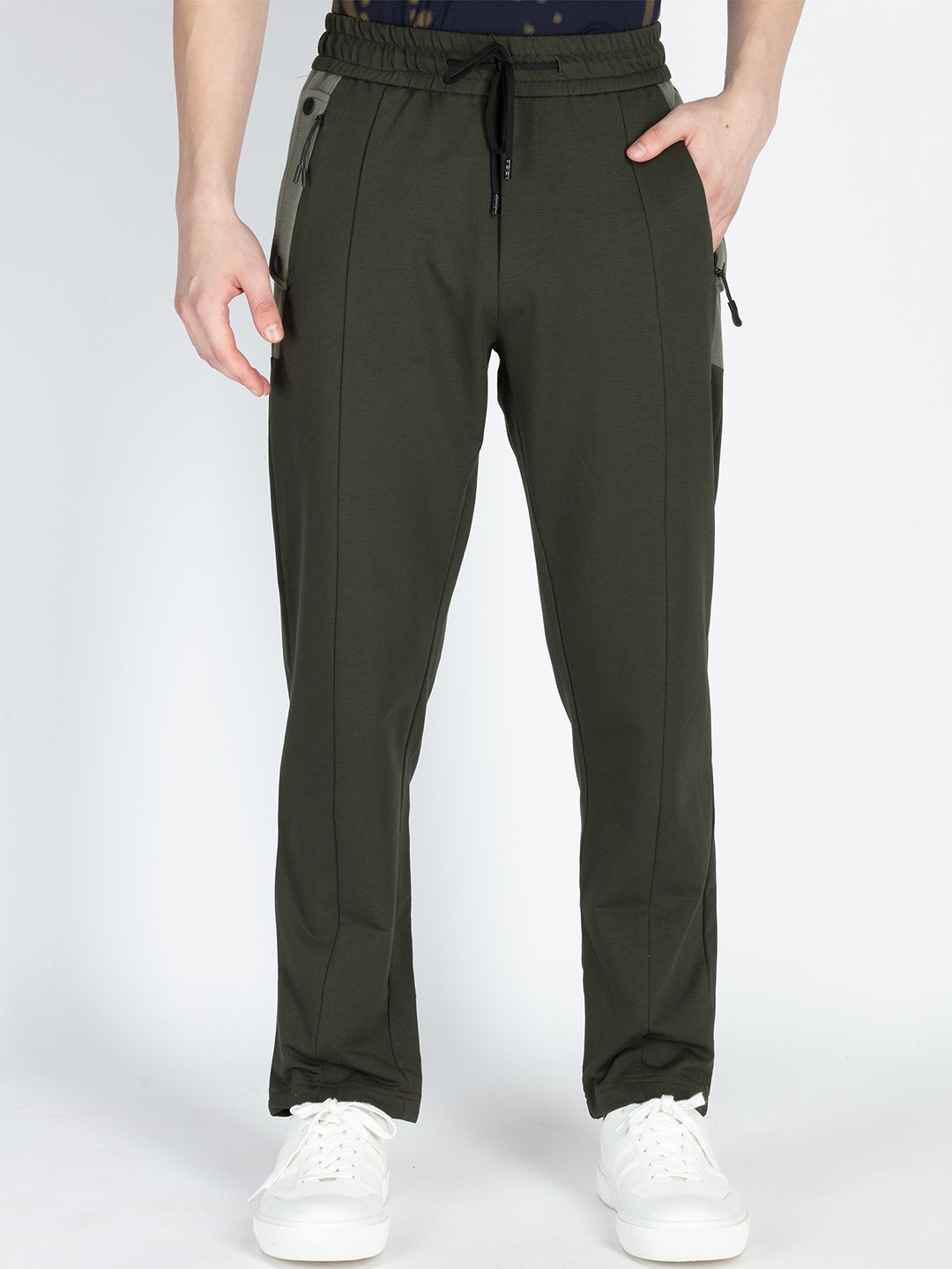 

Status Quo Men Cut & Sew Mid Rise Track Pants, Olive