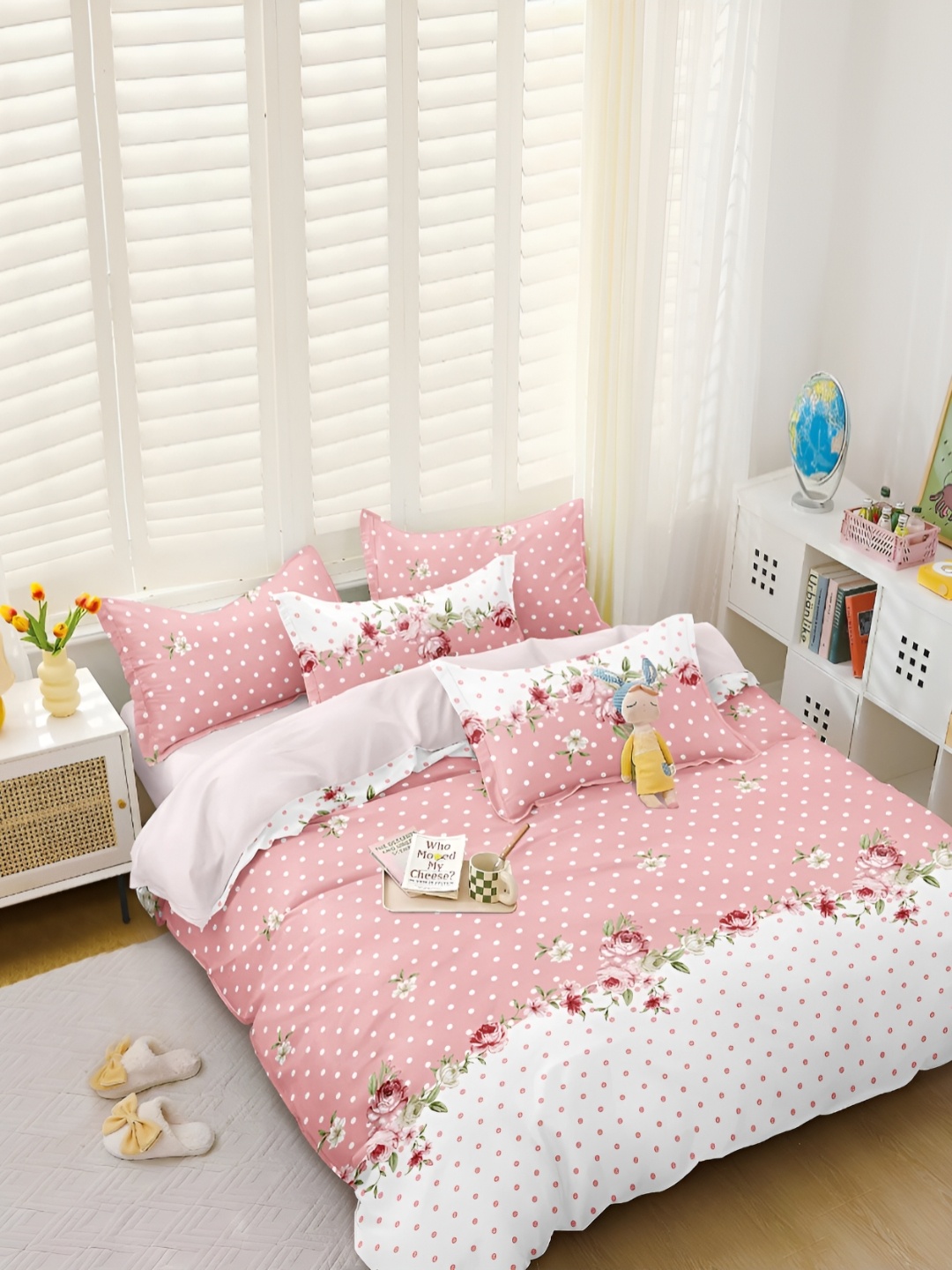 

MORADO Pink & White Printed Single Bed Duvet Cover