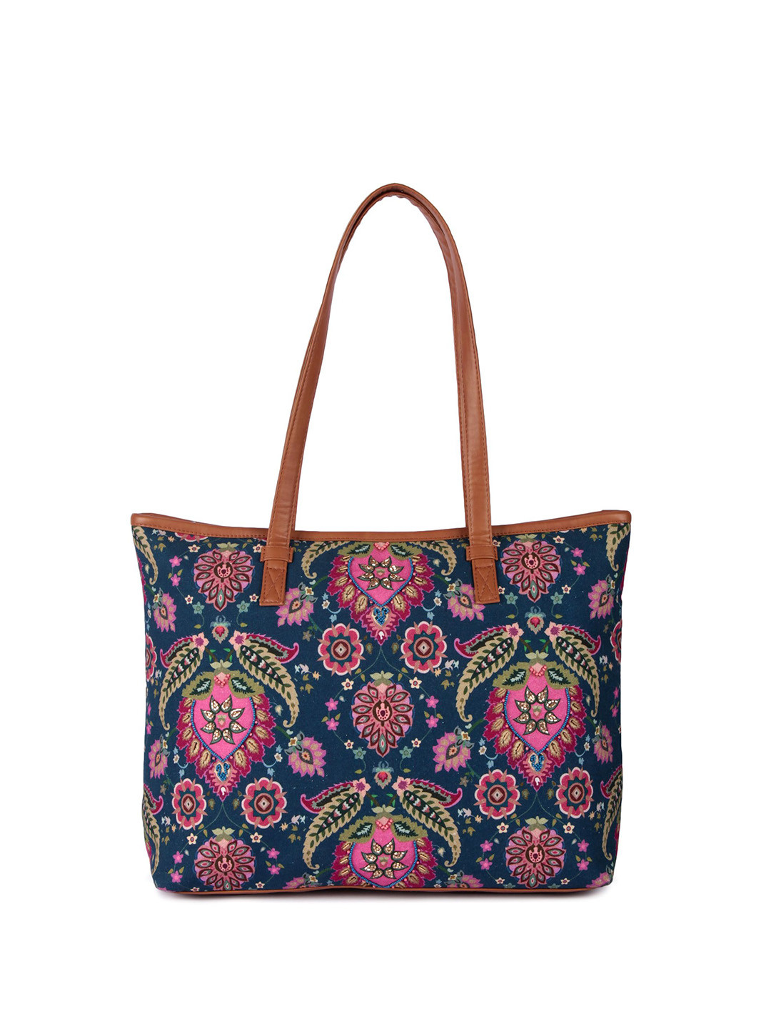 

Anouk Ethnic Motifs Printed Oversized Structured Shoulder Bag, Navy blue