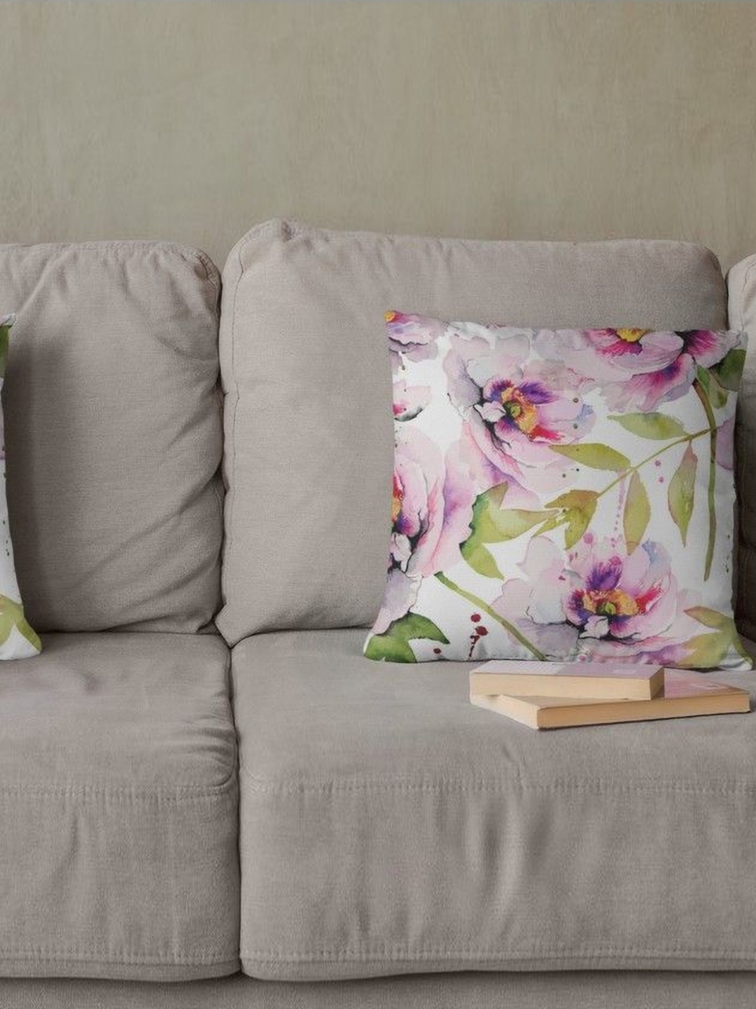 

THEYAYACAFE White & Purple 2 Pieces Floral Velvet Square Cushion Covers