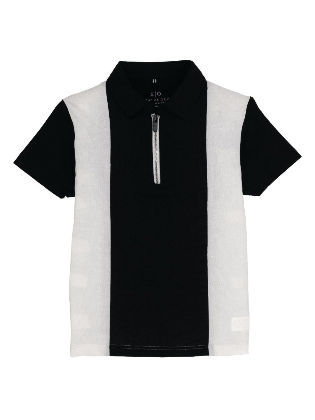 

Status Quo Boys Colourblocked Polo Collar Cotton T-shirt, Black