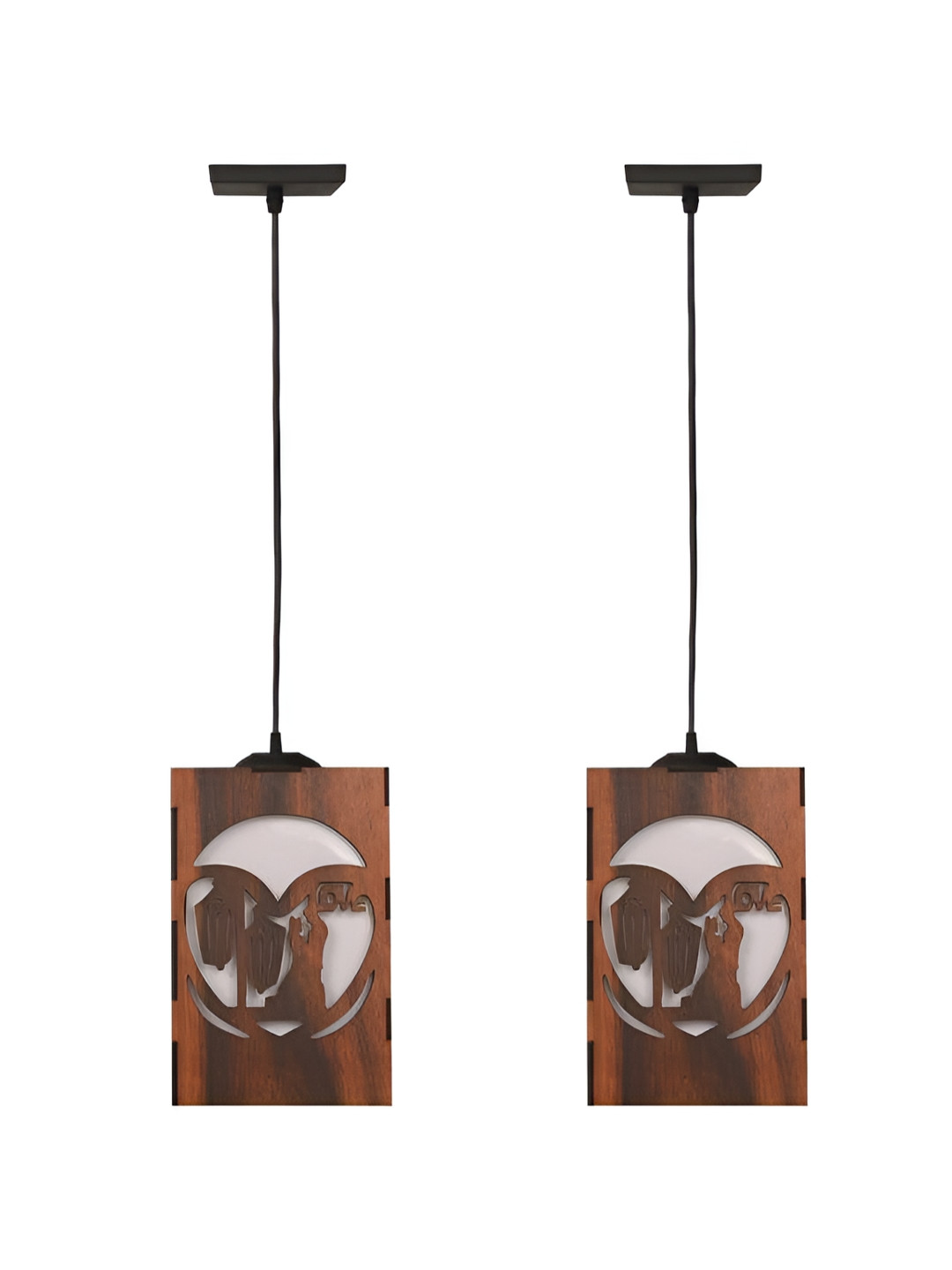 

Afast Black & Brown 2 Pieces Textured Wooden Rectangle Ceiling Lamp