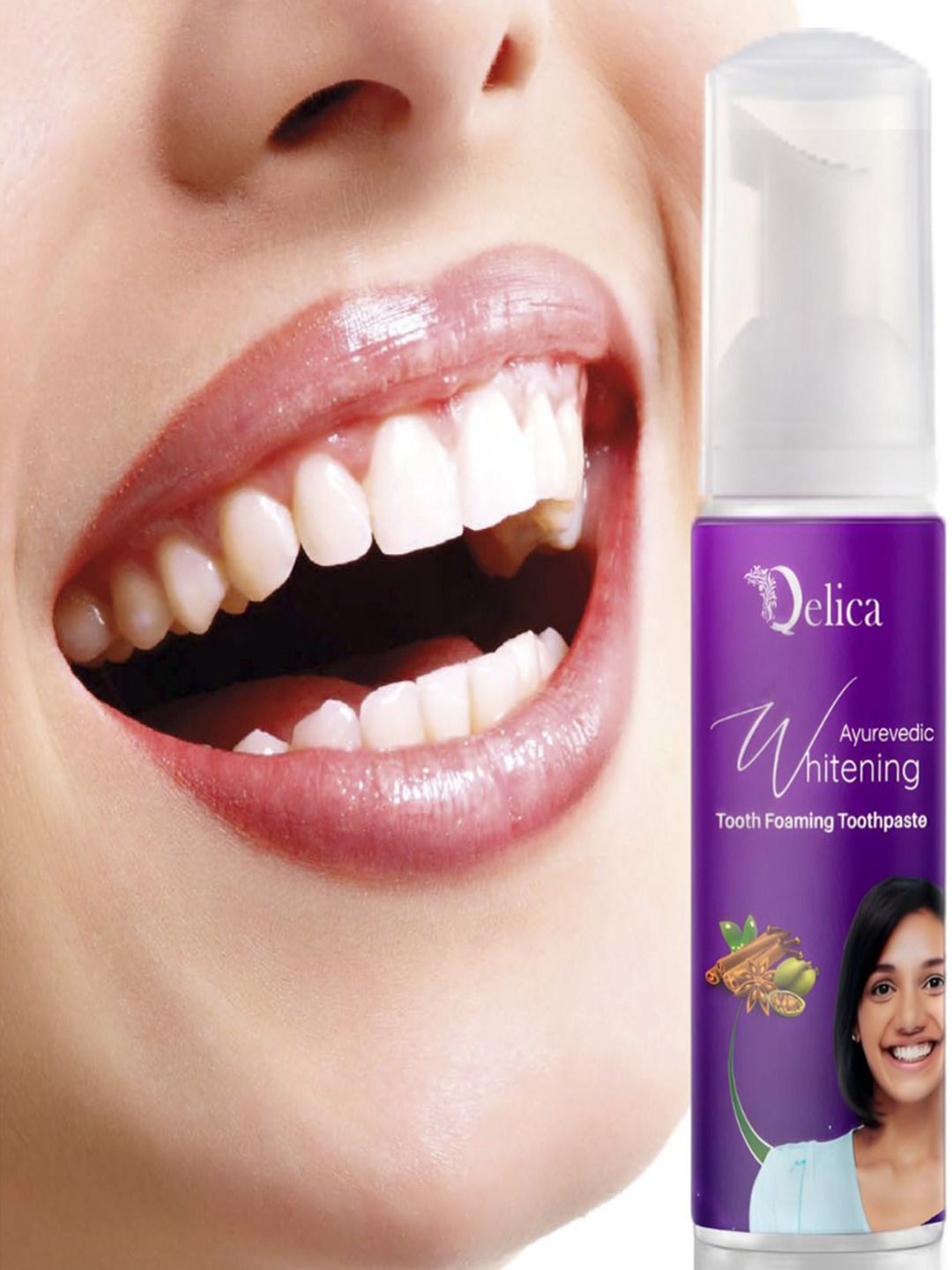 

Qelica Ayurvedic Teeth Whitening Foaming Tooth Paste - 60 ml, Purple