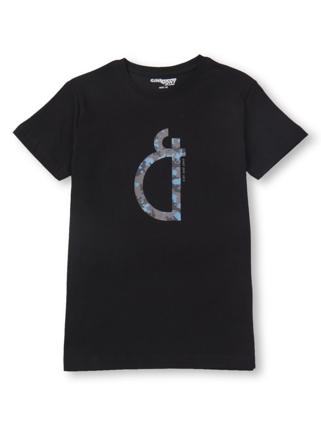 

Gini and Jony Boys Graphic Printed Round Neck Cotton T-shirt, Black